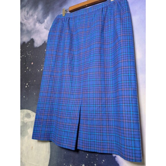 Vintage Pendleton Blue Plaid Wool Skirt Size 16 USA Made Geek Grunge Academia - Picture 4 of 8